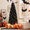 Costway 7ft Pre-lit PVC Christmas Halloween Pencil Tree Black with 350 LED Lights